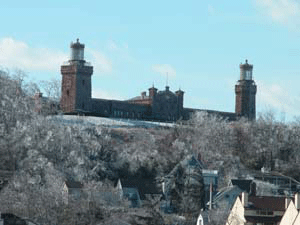 Twin Lights of Navesink after ice storm